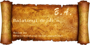 Balatonyi Arián névjegykártya